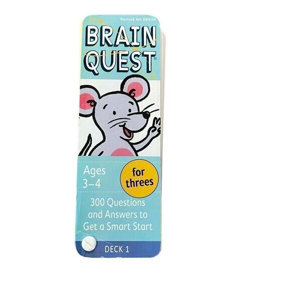 Brain Quest for Threes Revised 4th Edition 300 Questions Ages 3-4 Education Toy - Picture 4 of 4